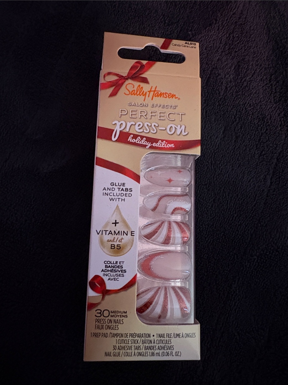 Sally Hansen Perfect Press-On Holiday Edition - Pink & White Striped